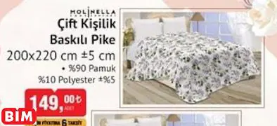 MOLİNELLA ÇİFT KİŞİLİK BASKILI PİKE